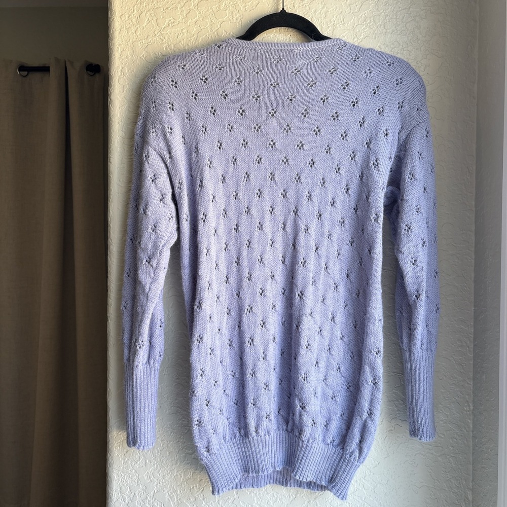 Peruvian Connection 100% Alpaca Womens M Purple Surplice Braided Knit Sweater - Picture 4 of 12